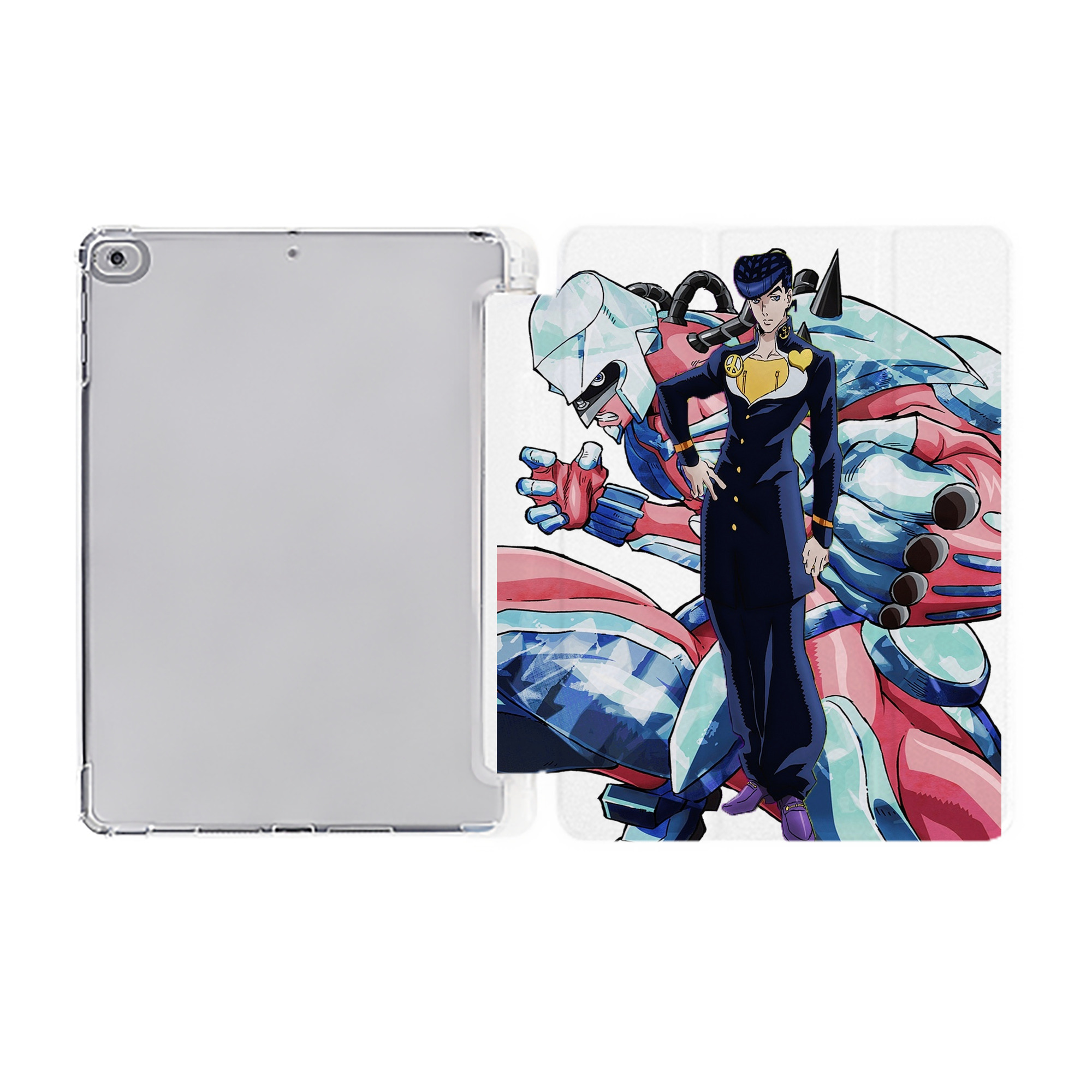 （画像用） ジョジョの奇妙な冒険 ひがしかた じょうすけ JoJo's Bizarre Adventure Higashikata Josuke IPad ケース ペン収納付き 三つ折りスタンド PUレザー×シリコン 対応機種9.5/10.5/10.9インチ